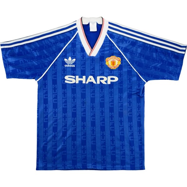 Thailande Maillot Football Manchester United Third Retro 1988 1990 Bleu